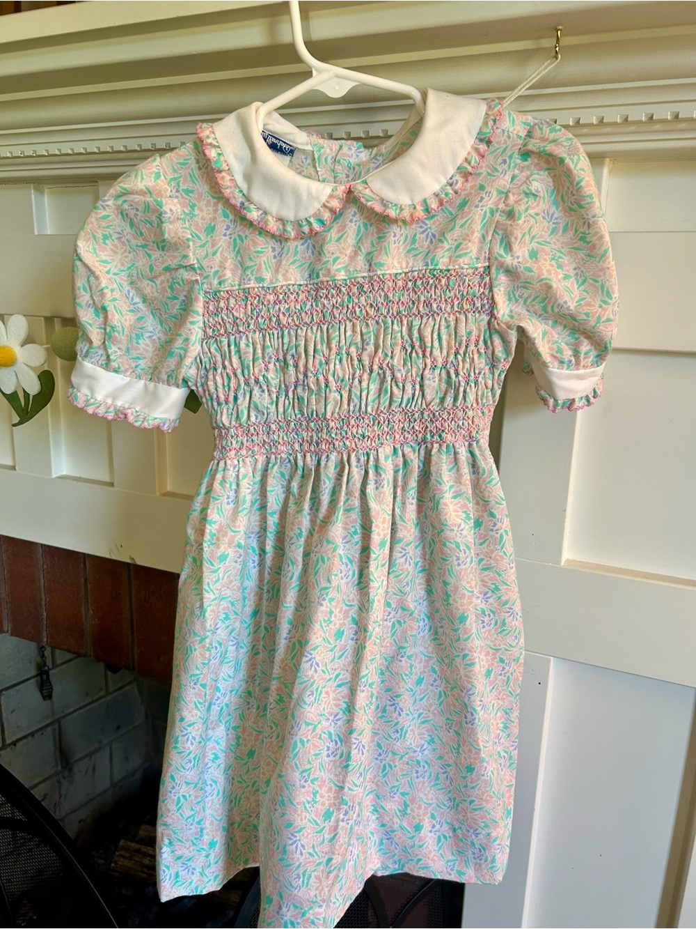 Girls Vintage Smocked Dress Polly Flinders Size 6